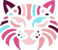 Decorated Stylized Tribal Wildcat Face Design vector