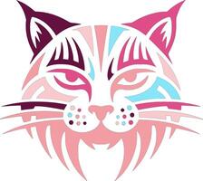Sacred Stylized Tribal Wildcat Face Design vector