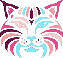 Elegant Stylized Tribal Wildcat Face Design vector