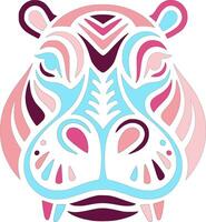 Abstract Hippopotamus Head Design Art vector
