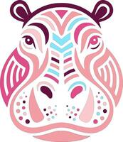 Abstract Hippopotamus Head Art Design vector
