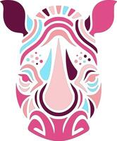 Abstract Pink Rhino Head Design vector