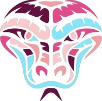 Mystical Stylized Tribal Python Face Design vector