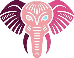 Pink Tribal Elephant Head Design Art vector