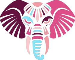 Pink Abstract Elephant Head Art vector