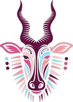 Ancient Stylized Tribal Eland Face Design vector