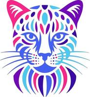 Mystical Tribal Leopard Cat Face Design vector