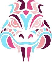 Mystical Stylized Tribal Iguana Face Design vector