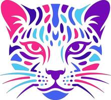 Ancient Tribal Leopard Cat Face Design vector