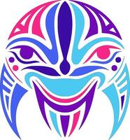 Mystical Stylized Tribal Dolphin Face Design vector