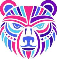 Abstract Neon Bear Head Design vector
