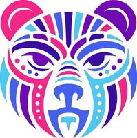 Abstract Bear Head Neon Art Design vector