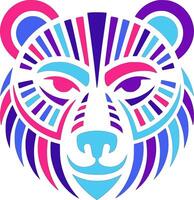 Abstract Neon Bear Head Design Art vector