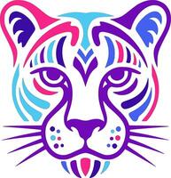 Neon Big Cat Head Art Design vector