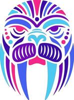 Mystical Stylized Tribal Walrus Face Design vector