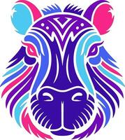 Mystical Stylized Tribal Capybara Face Design vector