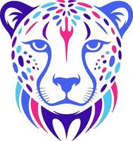 Neon Cheetah Head Abstract Art Design vector