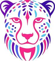 Neon Cheetah Head Artistic vector