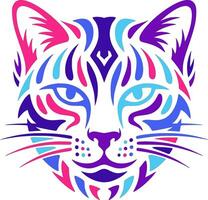 Tribal Jungle Cat Face Design vector