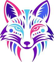Ancient Tribal Red Fox Face Design vector