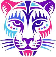 Neon Tribal Cougar Head Design Art vector