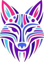 Ancient Stylized Tribal Jackal Face Design vector