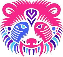 Sacred Stylized Tribal Binturong Face Design vector