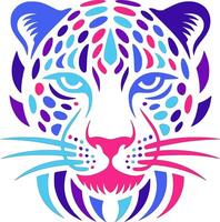Neon Cheetah Head Abstract Art. vector