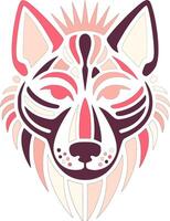 Ancient Stylized Tribal Dingoe Face Design vector