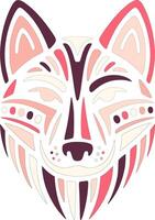 Mystical Stylized Tribal Dingoe Face Design vector