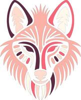 Iconic Tribal Maned Wolf Face Design vector