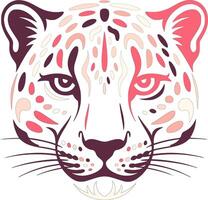 Ancient Tribal Snow Leopard Face Design vector