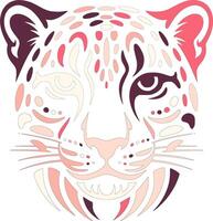 Mystical Tribal Snow Leopard Face Design vector