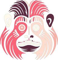 Detailed Tribal Cottontop Tamarin Face Design vector