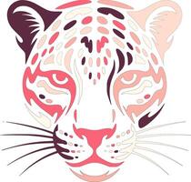 Ancient Tribal Clouded Leopard Face Design vector