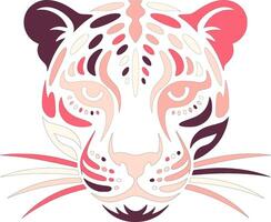 Mystical Tribal Clouded Leopard Face Design vector