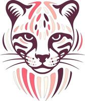 Powerful Stylized Tribal Ocelot Face Design vector