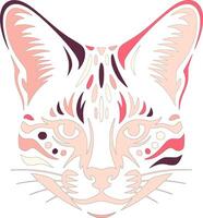 Ancient Stylized Tribal Serval Face Design vector