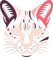 Mystical Stylized Tribal Serval Face Design vector