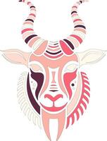 Ancient Stylized Tribal Addax Face Design vector