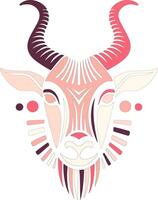 Iconic Stylized Tribal Addax Face Design vector