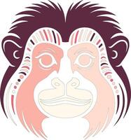 Heroic Tribal Cottontop Tamarin Face Design vector