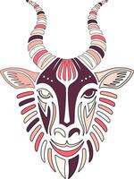 Mystical Stylized Tribal Addax Face Design vector