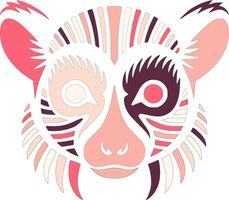 Mystical Stylized Tribal Lemur Face Design vector