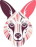 Ancient Stylized Tribal Wallaby Face Design vector