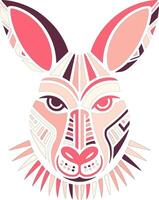 Ancient Stylized Tribal Kangaroo Face Design vector