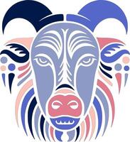 Mystical Stylized Tribal Takin Face Design vector