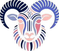 Elegant Stylized Tribal Argali Face Design vector