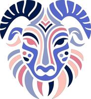 Sacred Stylized Tribal Argali Face Design vector