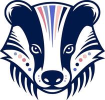 Mystical Stylized Tribal Badger Face Design vector